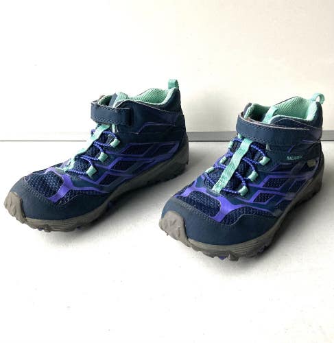 Merrell Moab Mid Kids/Boys/Girls Purple Dry Waterproof Mid Boots Shoes ~ Size 3