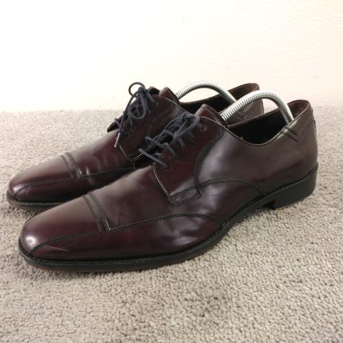 Johnston & Murphy Mens Size 10.5 Dress Shoes Burgundy Brown Leather Lace Up Used