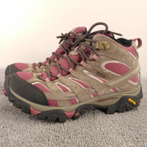 Merrell Moab 2 Mid Waterproof Trail Hiking Shoes Womens 10 Sneakers Brown Pink