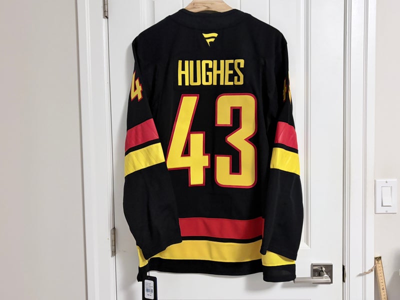 BNWT Authentic Fanatics Vancouver Canucks Quinn Hughes Black Skate Jersey 54 XL