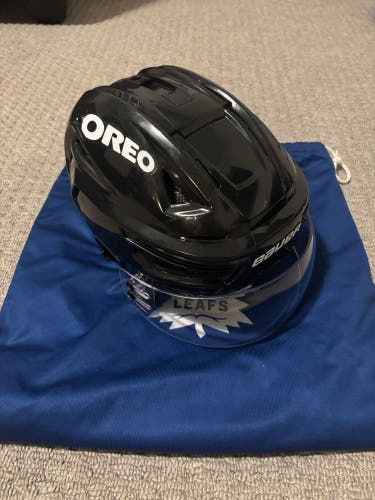 Toronto Maple Leafs Flipside Alternate Block Bauer Re-Akt 150 Helmet Pro Stock (Medium)