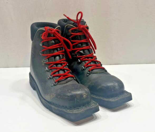 Alico Italy Padded Black Leather 3-pin/75mm Telemark/XC Ski Boots EU 44 US 10.5