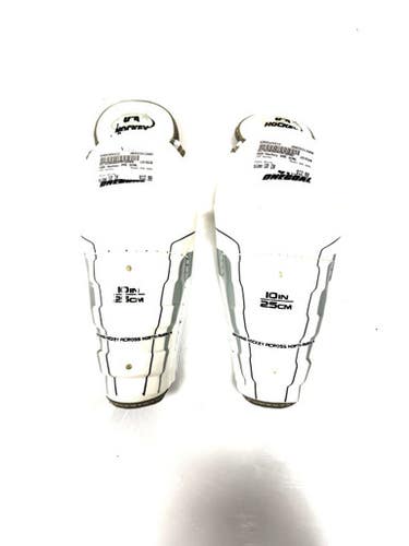 Used USA Hockey ONE GOAL Youth Shin Guards White 10" 11860-S000304412
