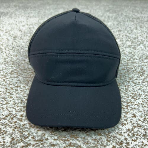 Lululemon Hat Cap Snap Back One Size Black Mesh Trucker Lightweight Running