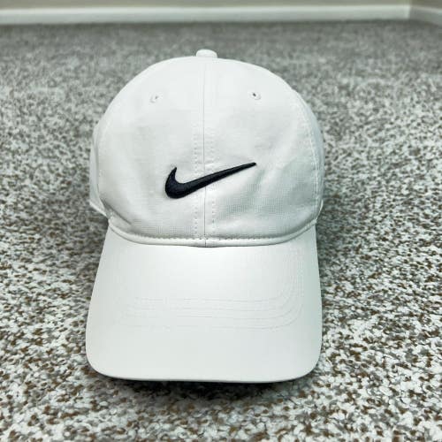 Nike Golf Hat Cap Strap Back Mens One Size White Swoosh Logo Sports Casual Dad
