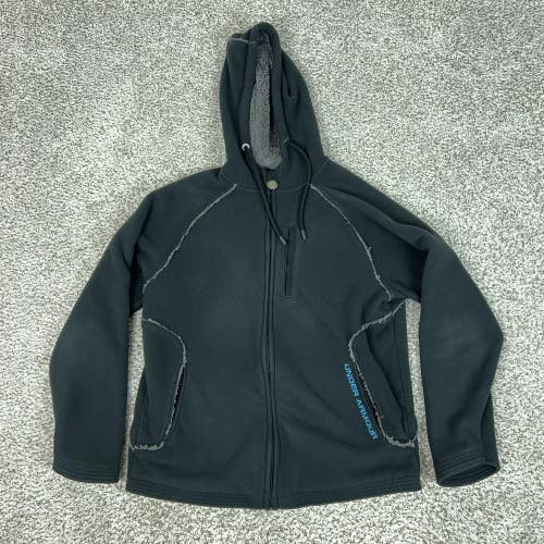 Under Armour Jacket Mens Medium Black Full Zip Sherpa Fleece Lined Logo Warm