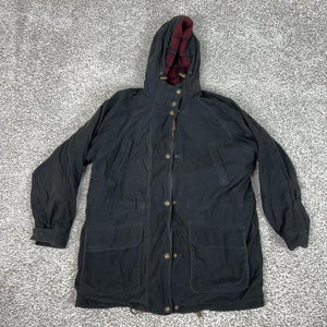 Woolrich Coat Womens Large Black Hooded Wool Lined Parka Jacket Outdoor Gorp