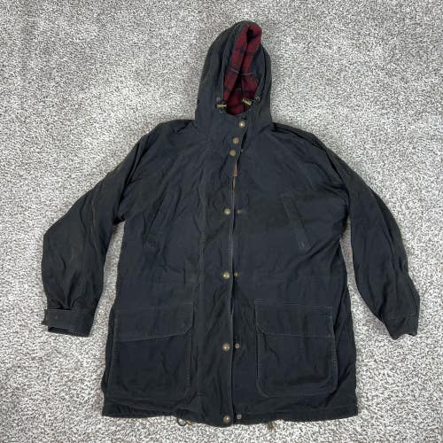 Woolrich Coat Womens Large Black Hooded Wool Lined Parka Jacket Outdoor Gorp