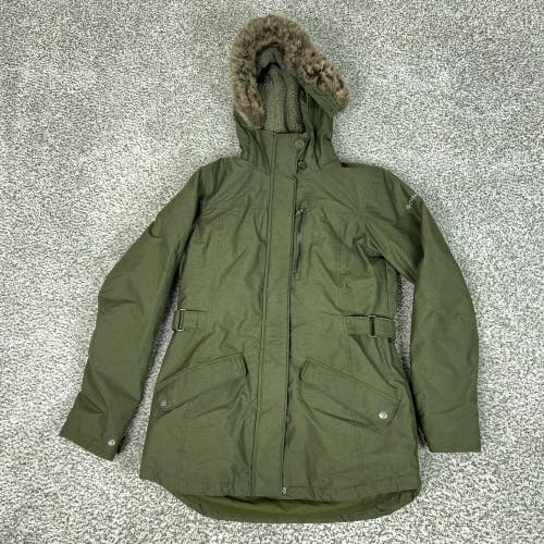 Columbia Coat Womens Medium Green Omni Heat Parka Faux Fur Hooded Insulated