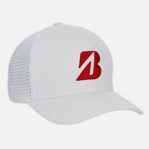 NEW Bridgestone Tour B Day White/Red Fitted Golf Hat/Cap