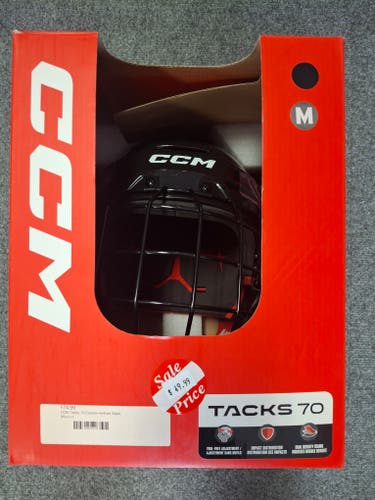 (New) Black CCM Tacks 70 Helmet Combo