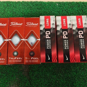 Lot of 3 Titleist Trufeel White Golf Ball Sleeve 3 Nike Power Distance PD