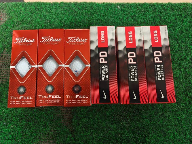 Lot of 3 Titleist Trufeel White Golf Ball Sleeve 3 Nike Power Distance PD
