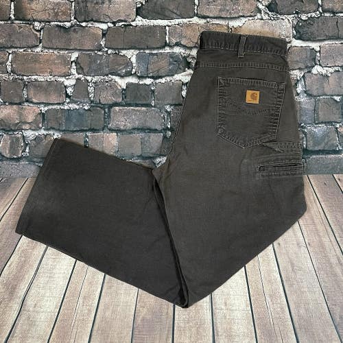 Carhartt B159 DKB Brown Baggy Carpenter Canvas Pants Relaxed Loose Fit 38x32