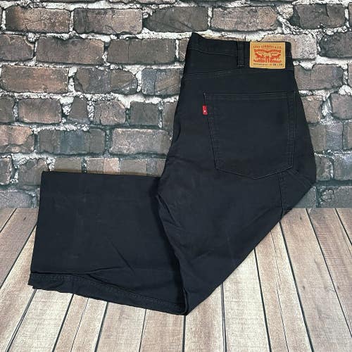 Levis Jeans Workwear Fit Size 38x25 Black Utility Pants Heavy Duty Canvas