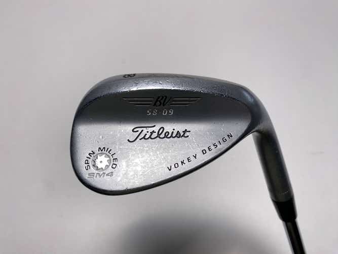 Titleist Vokey Spin Milled SM4 Chrome Wedge 58* 9 Bounce Wedge Steel Mens RH