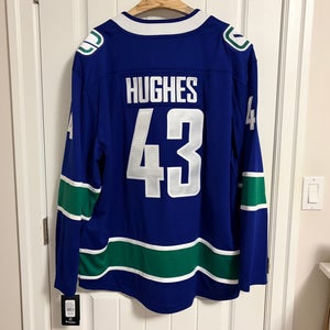 BNWT Authentic Fanatics Vancouver Canucks Quinn Hughes Blue Orca Jersey Size 3XL