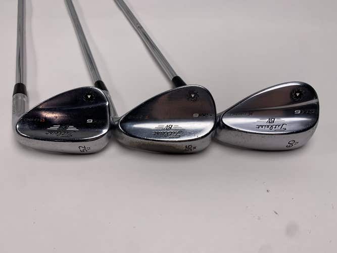 Titleist Vokey SM6 Tour Chrome Wedge Set 52* 12 | 56* 14 | 60* 12 Steel Mens RH