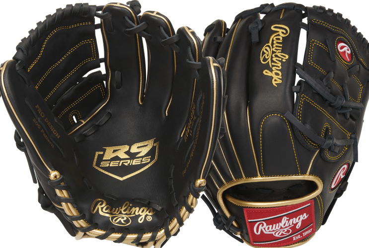 New Rawlings R9 Fielders Glove 12" LHT 11506-RAWR92069BSGFR