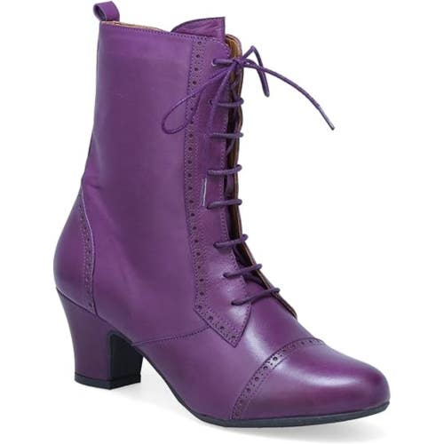 Miz Mooz Flicka Boots Womens US 9 Purple Leather Block Heel Ankle Bootie HTAT173