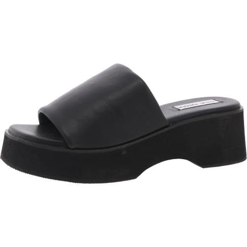 Steve Madden Rare Sandals Women's US 8.5 Black Faux Leather Platform HTAT403