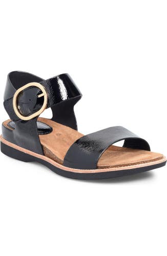 Sofft Bali Sandals Women's US 7.5 Black Patent Leather Adjustable Strap VER1239