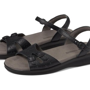 SAS Duo 0087-020 Sandals Women's US 10 Black Leather Adjustable Strap VER1241