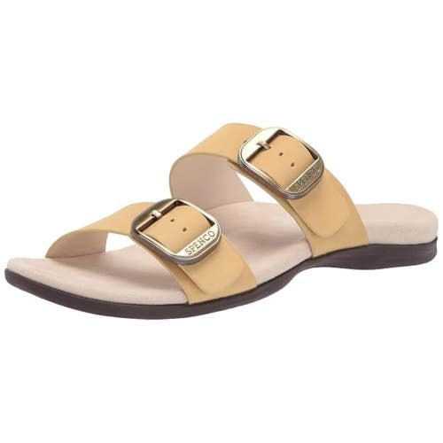 Spenco Vista Sandals Women's US 8 Yellow Leather Arch Support Slip On HAWK2226
