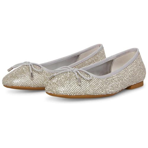 Steve Madden Steffie Flats Women's US 6.5 Silver Rhinestone Bow Detail HTAT409