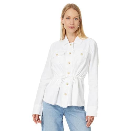 Tommy Bahama Two Palms Jacket Women's M White Raw-Cut Edge Long Sleeve JZZ1063