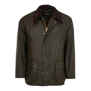 Barbour Classic Bedale Jacket Mens 44 Olive Waxed Cotton Full Zip Collar DDR2055