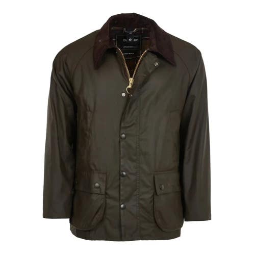 Barbour Classic Bedale Jacket Mens 44 Olive Waxed Cotton Full Zip Collar DDR2055