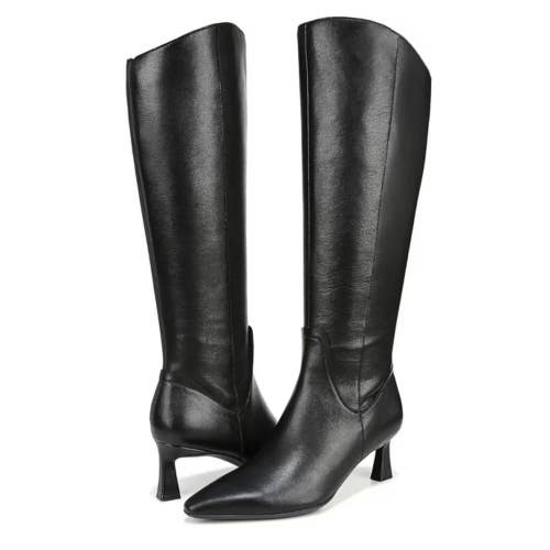 Naturalizer Deesha Boots Women's 11 Black Leather Snip Toe Knee High HAWK2456