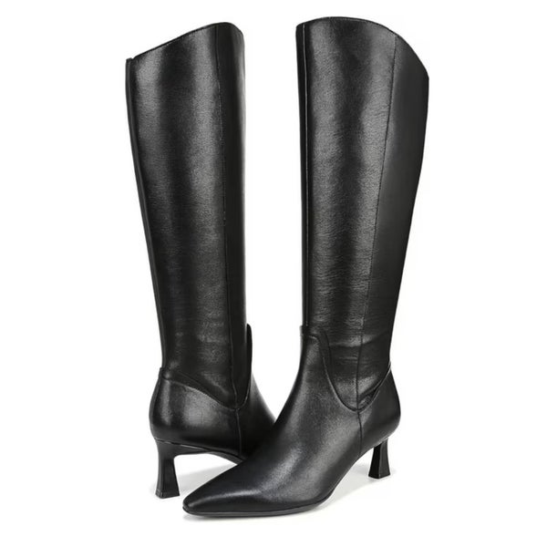 Naturalizer Deesha Boots Women's 11 Black Leather Snip Toe Knee High HAWK2456