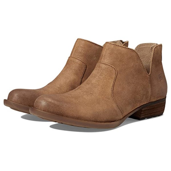 Born Kerri BR0012092 Boots Women's US 8.5 Tan Leather Block Heel Bootie RHS7504