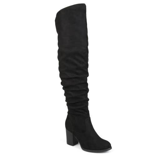 Journee Collection Kaison Womens 7 Black Faux Suede Over the Knee Boots HAWK2396