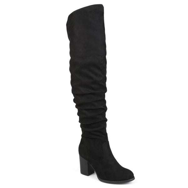 Journee Collection Kaison Womens 7 Black Faux Suede Over the Knee Boots HAWK2396