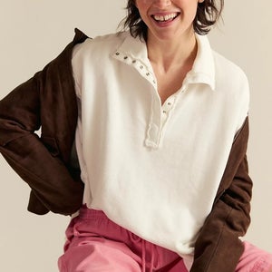 Free People We the Free Camden Sweatshirt Women's XL Optic White Henley JDM2411