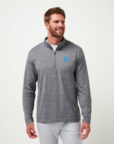 TravisMathew Los Angeles Dodgers The Heater Top Men's S Gray Quarter Zip DDR2039