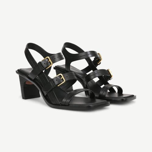 Franco Sarto Sarto Frances Sandals Women's 5.5 Black Leather Square Toe HAWK2372