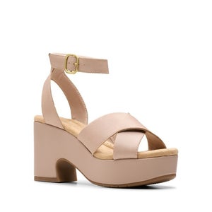 Clarks Nerisa Pearl 26181931 Sandals Women 10 Beige Leather Ankle Strap HAWK2384