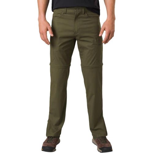 prAna Double Peak Pants Men's 33x32 Cargo Green Convertible Straight Leg JDM2434