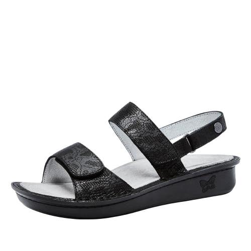 Alegria Verona Sandals Women's US 8 Black Leather Adjustable Strap HAWK2499