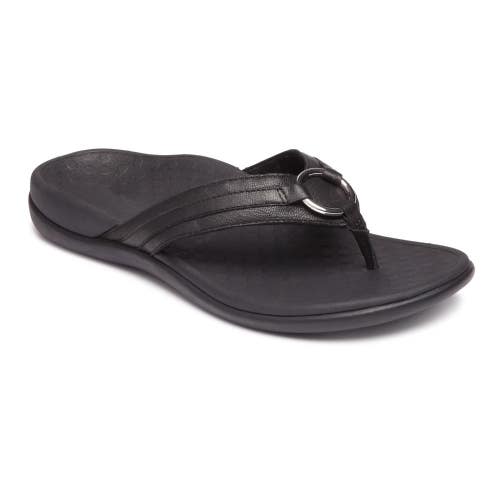 Vionic Tide Aloe 10010887-001 Sandals Women's US 5 Black Leather Slip On VER1089