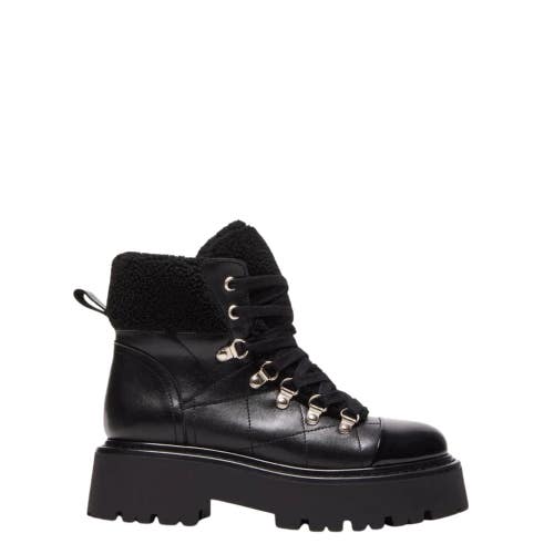 Steve Madden Reyen Boots Women's 7 Black Faux Leather Round Toe Platform RHS7508