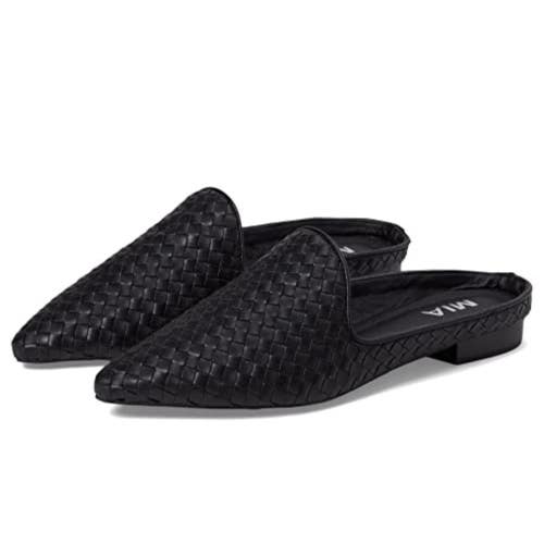 MIA Johona Mule Women's US 7.5 Black Pointed Toe Slip On Block Heel VER1413