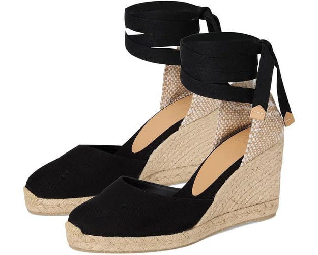 Castaner Carina 020962-100 Sandal Womens 6.5 Black Wedge Heel Espadrille VER1102