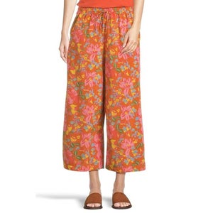 Toad & Co. Sunkissed Pants Women's Small Persimmn Floral Wide Leg Crop JDM2410
