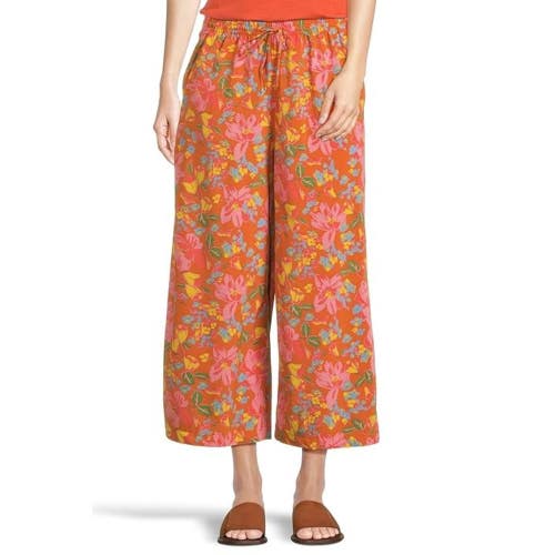 Toad & Co. Sunkissed Pants Women's Small Persimmn Floral Wide Leg Crop JDM2410