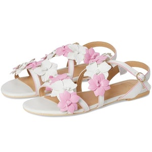 Janie And Jack Sandals Girls 12 White Pink Flower Details Summer Party HAWK2386